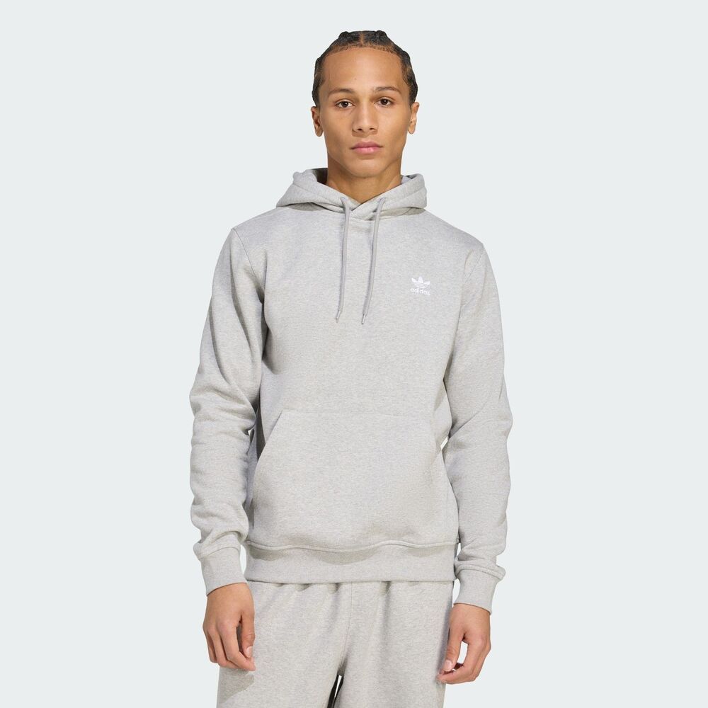 Adidas Trefoil Essentials Hoodie Men's XL Gray Heather Fleece Pocket NWT $60